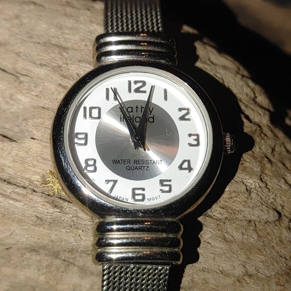 Wristwatch Kathy Ireland Mesh Silver Quartz  Water Resistant Japan Movement - Picture 1 of 10